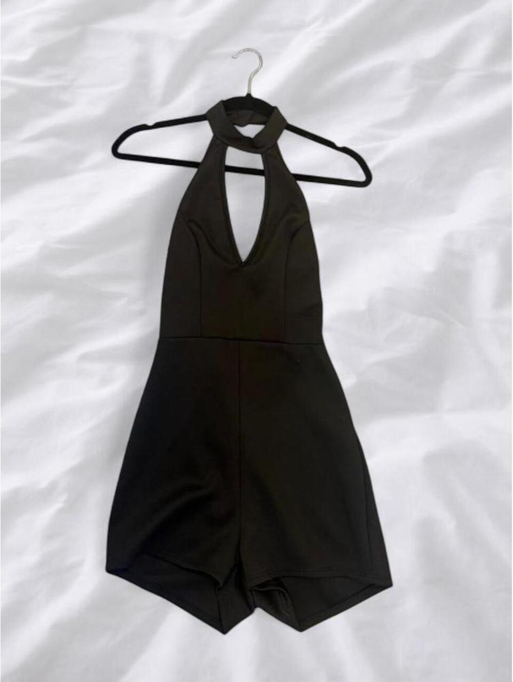 Charlotte Russe Black Halter Romper | Small